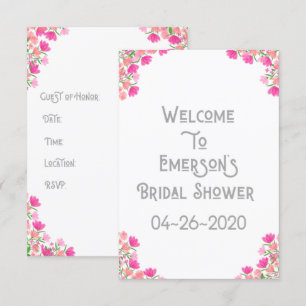 Invitation nuptiale rose et pêche #1