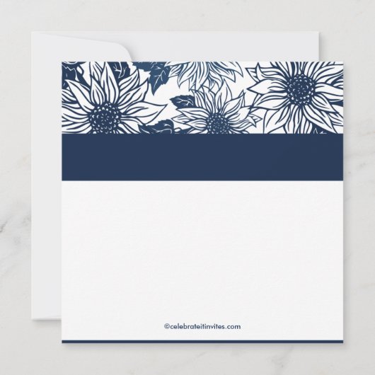 Invitation nuptiale Sunflower bleu foncé (Dos)