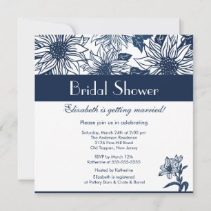 Invitation nuptiale Sunflower bleu foncé