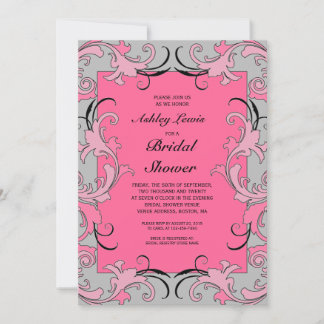 Invitation nuptiale victorienne grise rose de