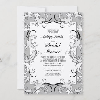 Invitation nuptiale victorienne noire de douche