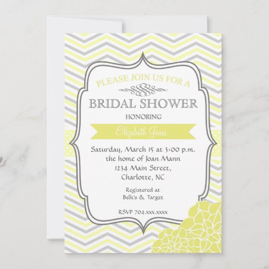 Invitation nuptiale vintage jaune et grise de (Devant)