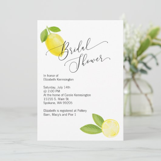 Invitation nuptiale / Wedding shower avec citron (Debout devant)