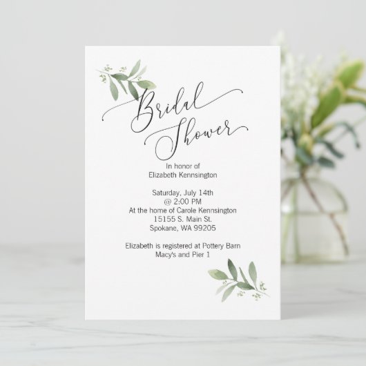 Invitation nuptiale/Wedding shower avec eucalyptus (Debout devant)