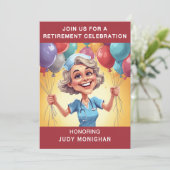 Invitation Nurse Caricature Funny Retirement Party (Debout devant)