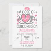Invitation Nurse Graduation Party RN Modern Rose & Grey (Devant)