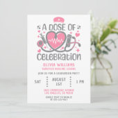 Invitation Nurse Graduation Party RN Modern Rose & Grey (Debout devant)