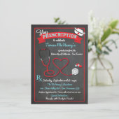 Invitation Nurse Medical Graduation Heart Stethoscope Invite (Debout devant)