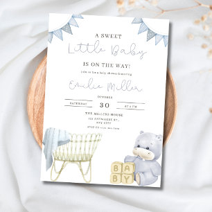 Invitation Nurserie Bleue Lit de Bébé Baby Shower Fête pour B