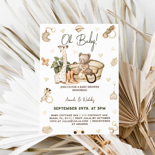 Invitation Nursery Boho Baby shower neutre