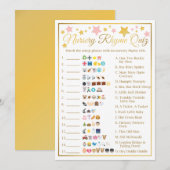 Invitation Nursery Rhyme Baby Emoji Jeu Rose Gold Star (Devant / Derrière)