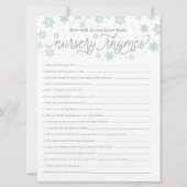 Invitation Nursery Rhyme Game Snowflake Baby shower Game Card (Devant)