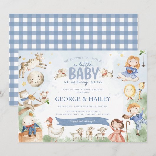 Invitation Nursery Rhyme Mother Goose Baby shower (Devant / Derrière)