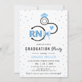 Invitation Nursing shool stethoscope blue RN graduation Invit (Devant)