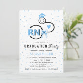 Invitation Nursing shool stethoscope blue RN graduation Invit (Debout devant)