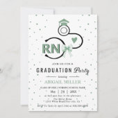 Invitation Nursing shool stethoscope green RN graduation (Devant)