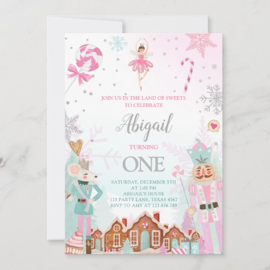 Invitation Nutcracker Anniversaire Fille Terre de sucreries F (Devant)