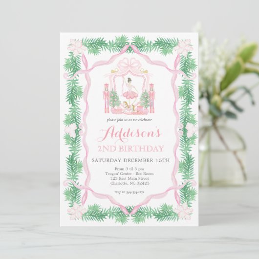 Invitation Nutcracker Anniversaire Invitation, Sugar Plum Pri (Debout devant)