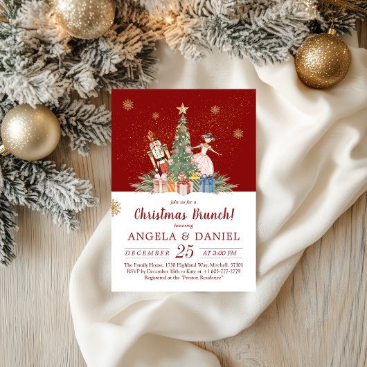 Invitation Nutcracker Aquarelle Brunch de Noël