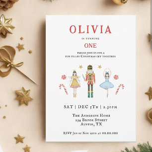 Invitation Nutcracker aquarelle Noël 1er anniversaire