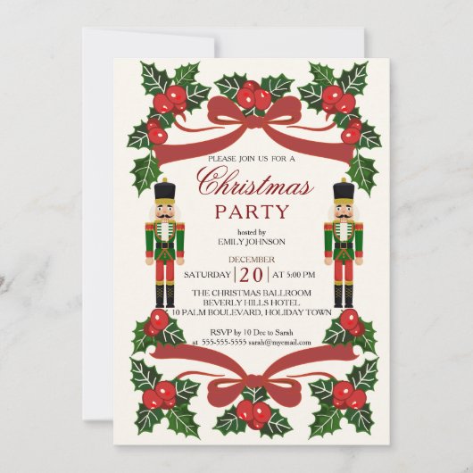 Invitation Nutcracker arc rouge Noël (Devant)