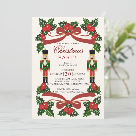 Invitation Nutcracker arc rouge Noël (Debout devant)