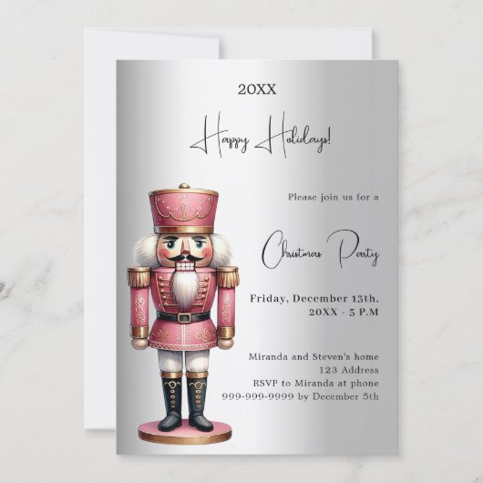 Invitation Nutcracker argent Noël (Devant)