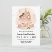 Invitation Nutcracker Ballerina Birthday | Pink & Gold (Debout devant)