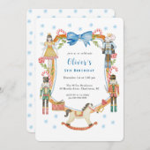 Invitation Nutcracker bleu mignon Noël Garçon Anniversaire (Devant / Derrière)