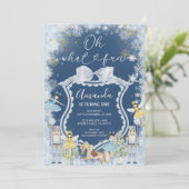 Invitation Nutcracker Blue Winter Oh What Fun First Birday (Debout devant)