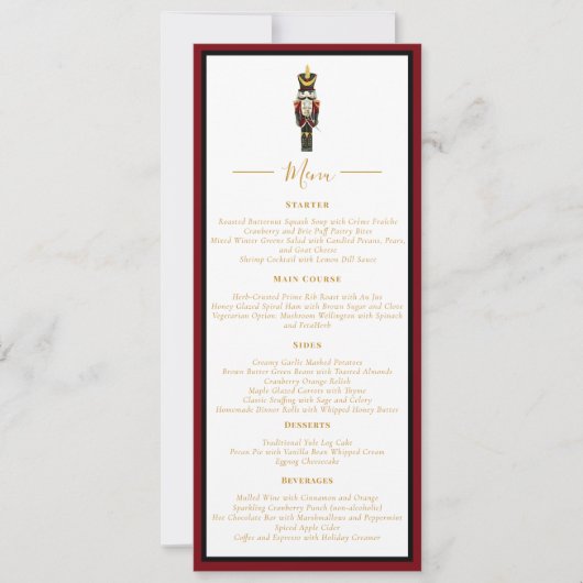 Invitation Nutcracker Christmas Holiday Dinner Red Black Menu (Devant)