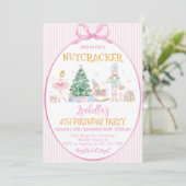Invitation Nutcracker Christmas Pink Girl Birthday Party (Debout devant)