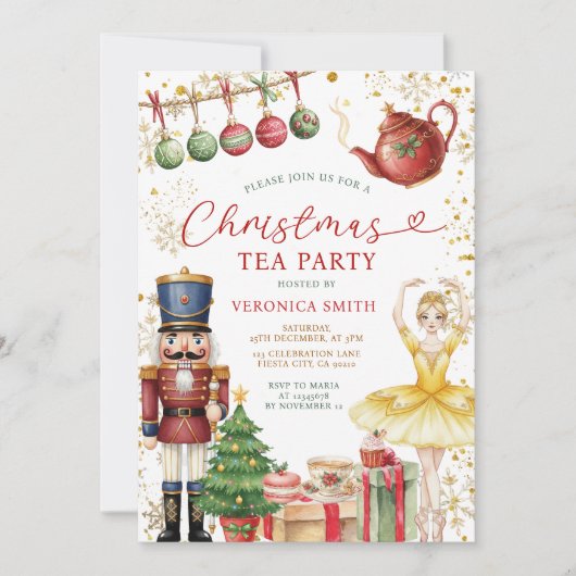 Invitation Nutcracker Christmas Tea Party Sweets Ballerina (Devant)