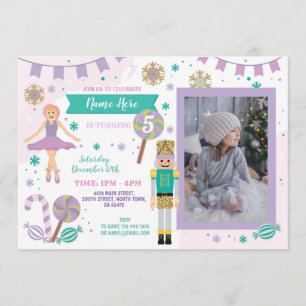 Invitation Nutcracker de photos de Noël rose