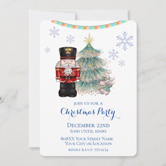 Invitation Nutcracker et souris King Christmas Party (Devant)
