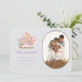 Invitation Nutcracker Feliz Navidad Photo Grey Card (Debout devant)