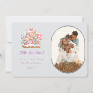 Invitation Nutcracker Feliz Navidad Photo Grey Card