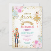 Invitation Nutcracker Floral Gold Snowflakes hiver Anniversai (Devant)