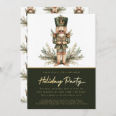 Invitation Nutcracker Green Gold Noël (Devant / Derrière)