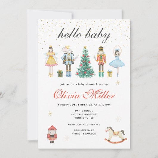 Invitation Nutcracker Hello Baby shower (Devant)
