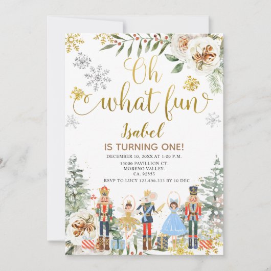 Invitation Nutcracker Hiver Oh Quel Amusant Premier Anniversa (Devant)