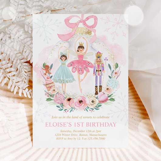 Invitation Nutcracker Land Of Sweets Sugar Plum Fairy Pink