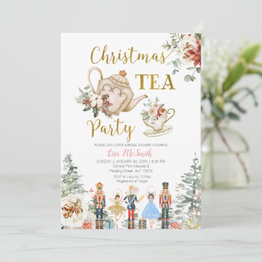 Invitation Nutcracker Noël Fête des mariées Tea Party (Debout devant)