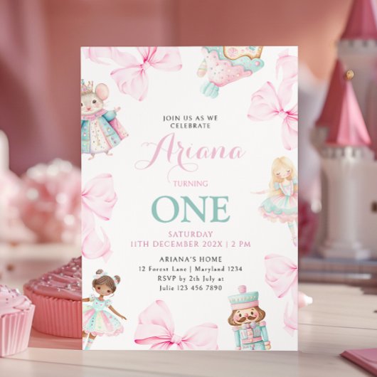 Invitation Nutcracker Onederland Girl premier anniversaire