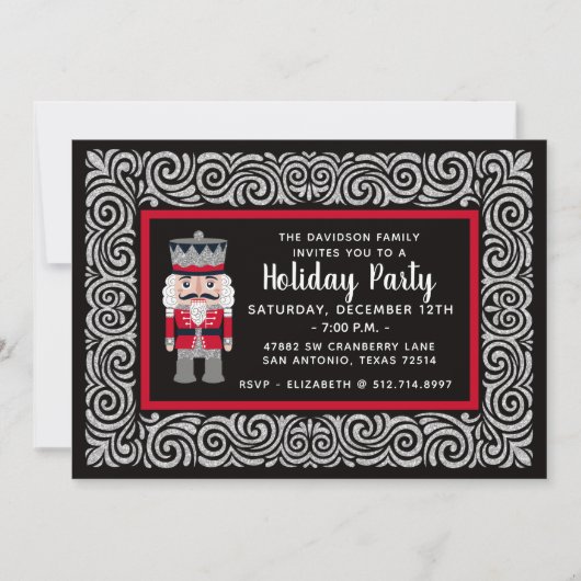 Invitation Nutcracker Parties scintillant de Noël Fête (Devant)