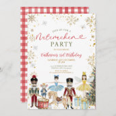 Invitation Nutcracker Party 1er Anniversaire Gold Snowflakes (Devant / Derrière)