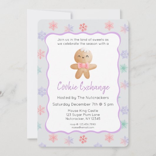 Invitation Nutcracker Pastel Christmas Cookie Exchange (Devant)