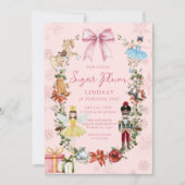Invitation Nutcracker Pink Bow Noël Fille 1er anniversaire (Devant)