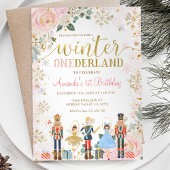 Invitation Nutcracker Pink Snowflakes Onederland Anniversaire