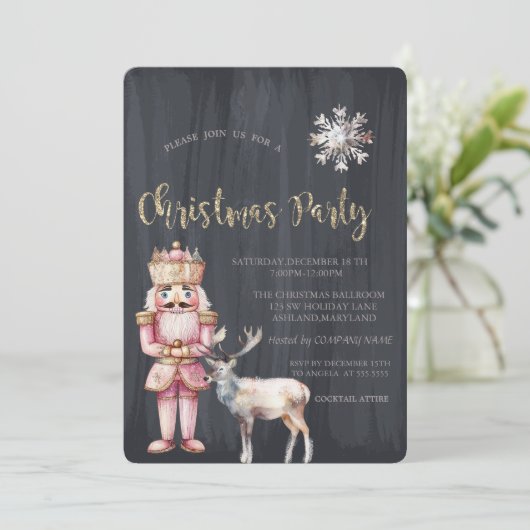 Invitation Nutcracker Reindee, Feu de neige Noël (Debout devant)
